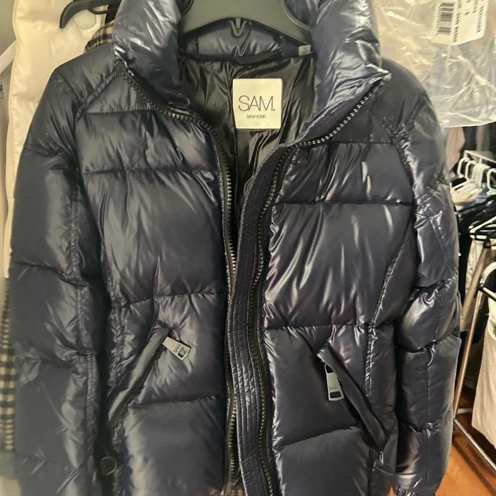 SAM. Glossy Navy Outerwear